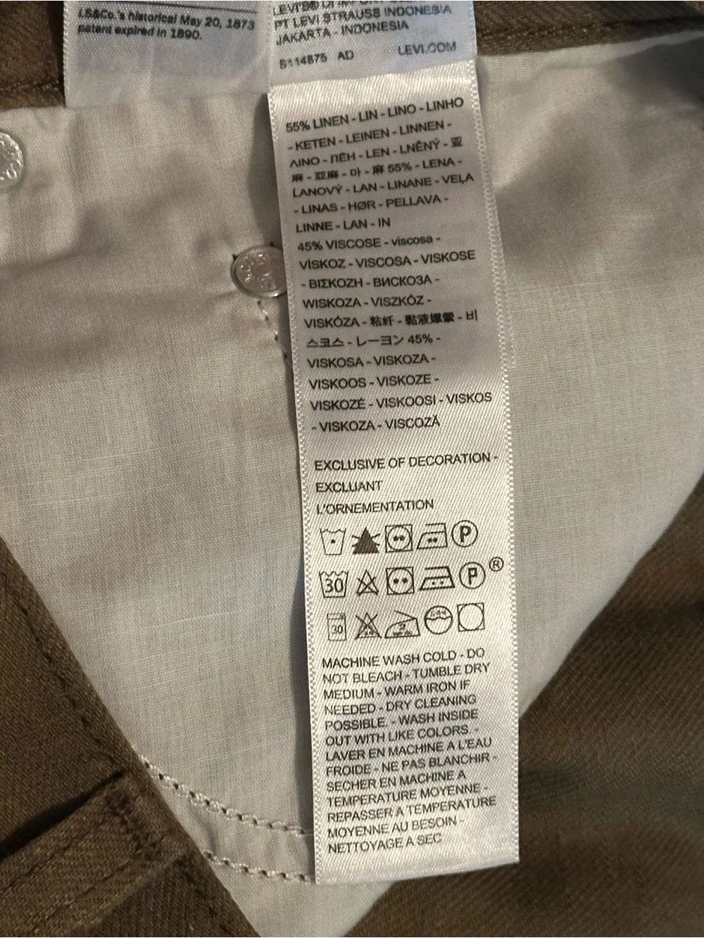Levi’s XL Straight Lightweight Linen Wide Leg Olive Green Pants 30 NWT - Picture 9 of 9